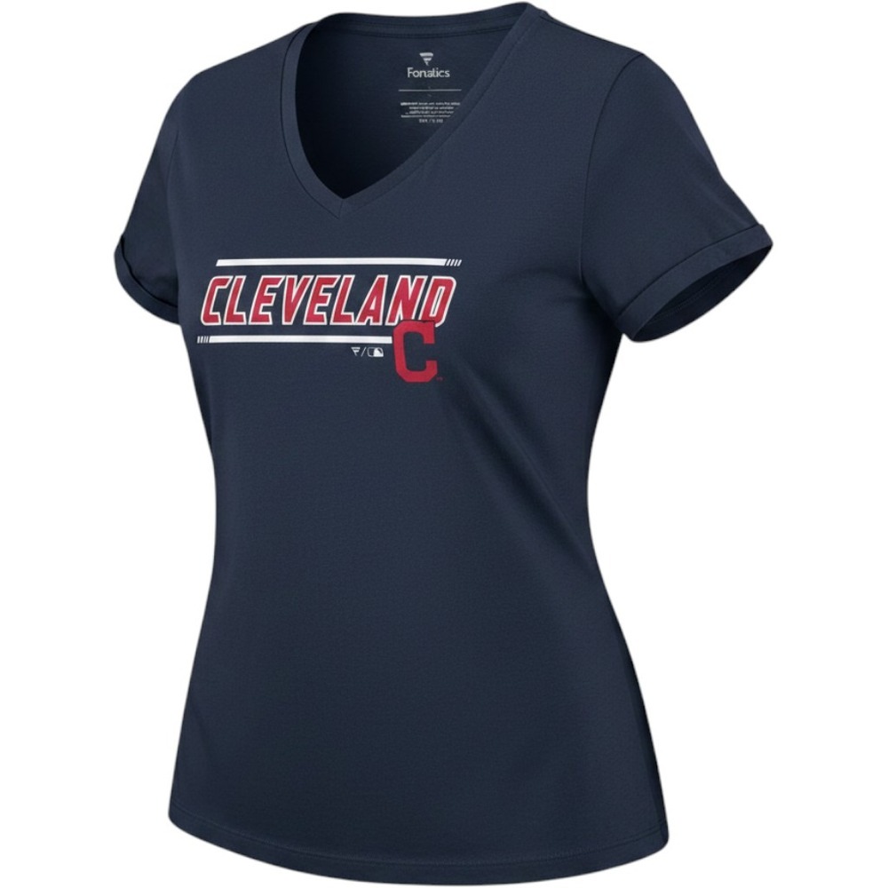 Fanatics Cleveland Guardians MLB Navy Blue V-Neck T-Shirt Women Plus Size 2X NWT